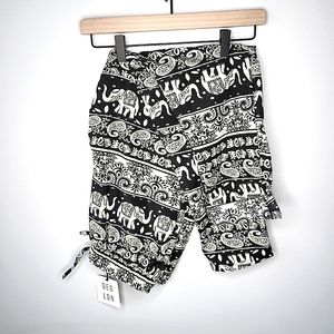 QED London Woven Relaxed Fit Printed Joggers Elephant Black Size Small